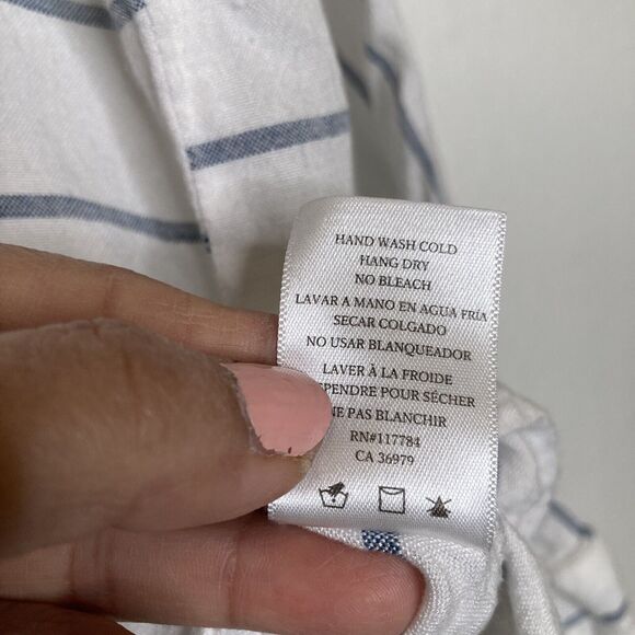 Rails Lily Positano Stripe Tunic Top XS Linen Rayon White Blue Oversized Tie - Picture 10 of 12